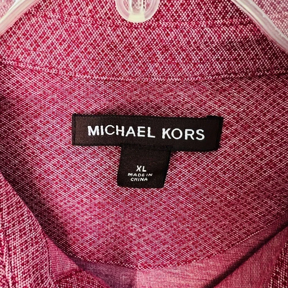 MICHAEL Kors Men's Logo Stretch Cotton Shirt Red Size XL - Picture 5 of 8